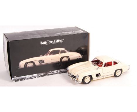 An original Paul's Model Art Minichamps made 1/18 scale diecast model No. 180 039002 ' Mercedes Benz 300 SL 1954 White. Model