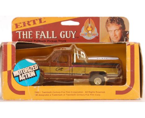 A rare original vintage 1980's Ertl made diecast model No 1722 The Fall Guy Motorized Pullback Pickup Truck. Model appears mi