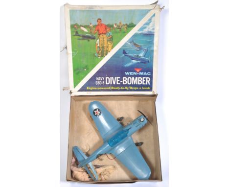 A rare vintage AMF Wen Mac made ' Navy SBD-5 Dive Bomber ' model toy aeroplane / plane. Engine fitted, and original plastic '