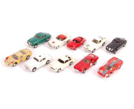 A collection of x10 original vintage Tri-ang / Triang Minic Motorways vehicles - all unboxed - to include; Jaguar Saloon Poli