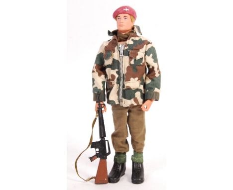 An original vintage 1970's (1970) Palitoy made Action Man ' Parachute Regiment ' action figure. With uniform - comprising: be