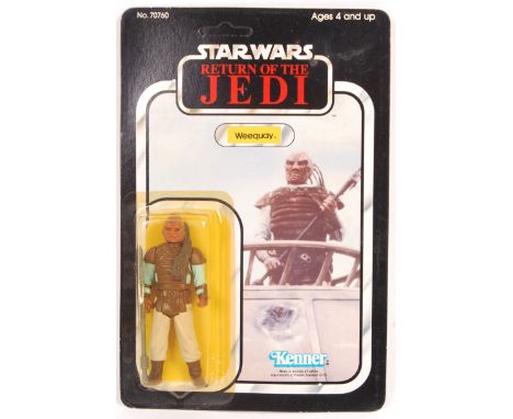 An original vintage ex-shop stock condition 1983 Kenner made Star Wars carded action figure ' Weequay '. 77 back Return Of Th