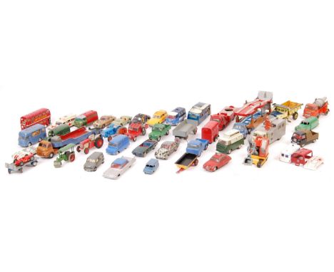 A large collection of approx 40x assorted vintage diecast to include Corgi, Dinky Spot-on etc. Comprising: Corgi 54 half trac