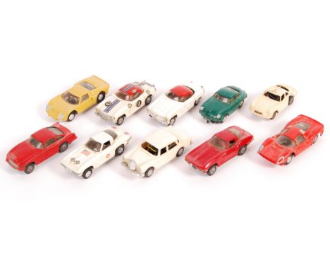 A collection of x10 original vintage Tri-ang / Triang Minic Motorways vehicles - all unboxed - to include; Mercedes Benz, Fer