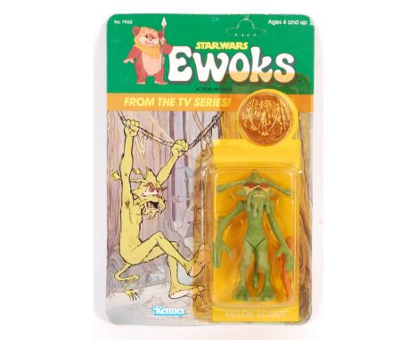 An original vintage 1985 Kenner made Star Wars ' Ewoks ' carded MOC action figure ' Dulok Scout '. Factory sealed upon it's o