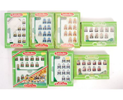 A good collection of x7 original vintage Subbuteo Tabletop Football Game football teams. All appear 100% complete, and within