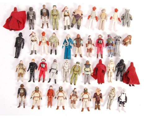 A collection of approx x40 original vintage Kenner / Palitoy made Star Wars action figures. Includes; Princess Leia, Speeder 