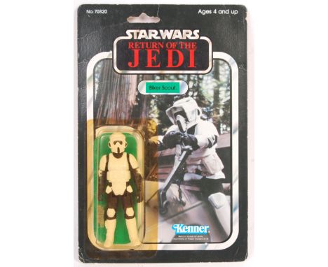 An original vintage 1983 Kenner made Star Wars carded MOC action figure ' Biker Scout '. Factory sealed upon it's original 65