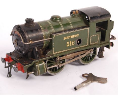 An original vintage Hornby Series made 0 Gauge clockwork train set locomotive No. 1 Tank Locomotive 0-4-0 516 in Southern Rai