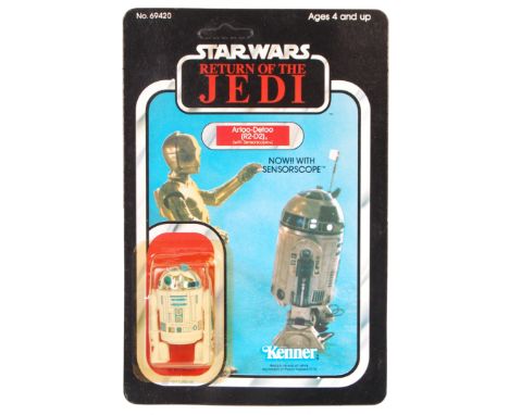 A rare ex-shop stock condition vintage Kenner made Star Wars MOC carded action figure ' Artoo-Detoo R2D2 ( With Sensorscope )