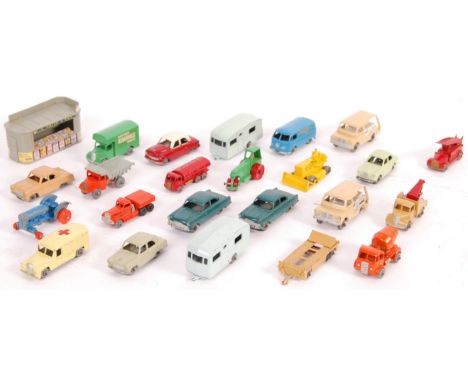 A collection of 20+ original vintage Matchbox Moko Lesney loose diecast models to include, removal van, Esso fuel tanker, VW 