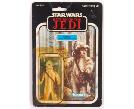 An original vintage 1983 Kenner made Star Wars carded MOC action figure ' Logray - Ewok Medicine Man '. Factory sealed upon i