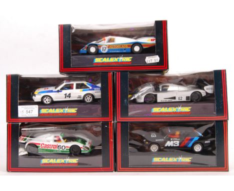 A collection of 5x original vintage Scalextric 1/32 scale slot car racing models comprising: C458 Rally Audi Quattro, C382 Ja