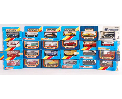 A collection of 24x assorted Matchbox vintage 1-75 series boxed diecast models. Some advertising related vans / trucks / lorr