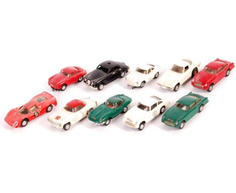 A collection of x10 original vintage Tri-ang / Triang Minic Motorways vehicles - all unboxed - to include; Jaguar Saloon Poli