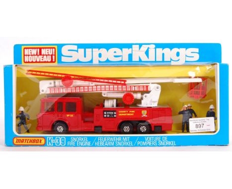 A rare vintage ex-shop stock condition Matchbox Super Kings / Superkings boxed diecast model No. K-39 - Snorkel Fire Engine. 