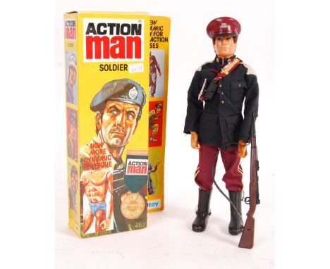 A rare original vintage Palitoy made Action Man figure. Dressed in the ' Royal Hussar ' outfit . Includes hat, bandolier, tro