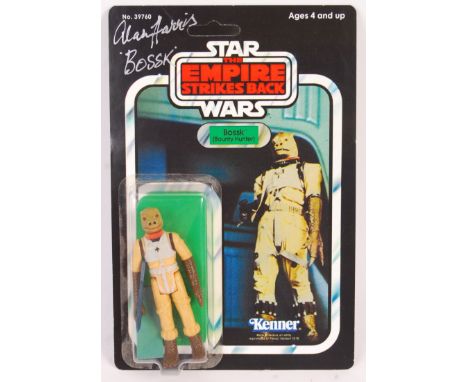 An original vintage Kenner made Star Wars action figure ' Bossk - Bounty Hunter ' - recarded on an Empire Strikes Back card (
