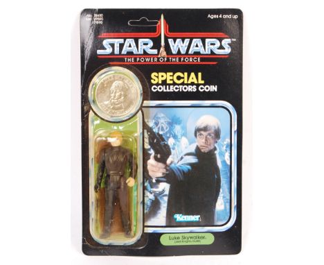 An original vintage 1984 Kenner made Star Wars carded MOC action figure ' Luke Skywalker ( Jedi Knight Outfit ) '. Factory se