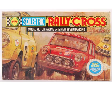 An original vintage Scalextric 1/32 scale slot car racing set ' Rally Cross '. Appears complete and in good condition within 