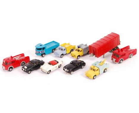 A collection of x10 original vintage Tri-ang / Triang Minic Motorways vehicles - all unboxed - to include; Breakdown Lorry, J