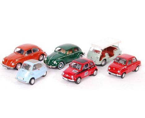A collection of 6x 1/18 scale diecast models comprising Maisto Volkswagen Export Sedan 1951 , Revell VW Kafer, Unique Replica