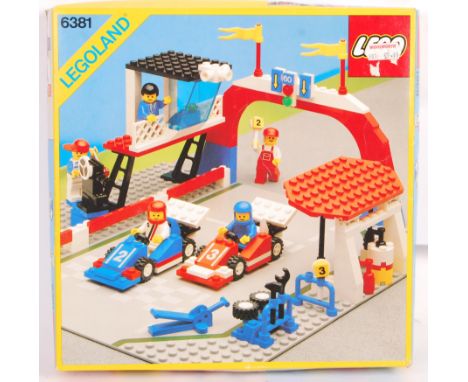 An original vintage 1980's (1987) boxed Lego Legoland set No. 6381 ' Motor Speedway '. Vendor assures us set is 100% complete