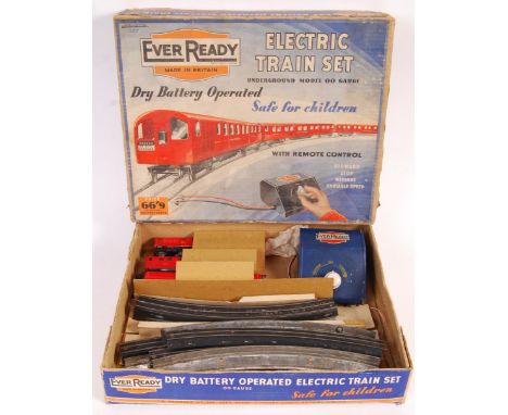 A rare vintage Ever Ready made ' Electric Train Set ' ' Underground Model 00 Gauge - Battery Operated '. Appears complete (bu