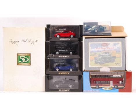 A collection of 8x boxed diecast models comprising 4x Minichamps 1/43 scale models, Vitesse, Britains Land Rover, Enterprise 