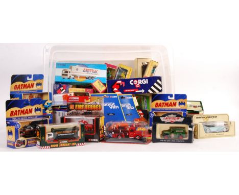 A collection of approximately 50x assorted diecast scale model vehicles by Matchbox, Corgi, Bburago / Burago, Lledo and Del P