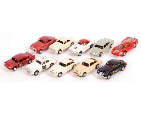 A collection of x10 original vintage Tri-ang / Triang Minic Motorways vehicles - all unboxed - to include; Jaguar Saloon Poli