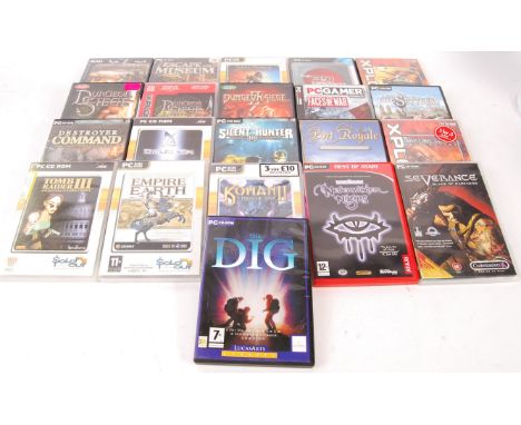 A collection of 21x assorted vintage PC DVD &amp; PC CD Rom computer games to include; The Dig, Port Royale, Faces Of War, Du