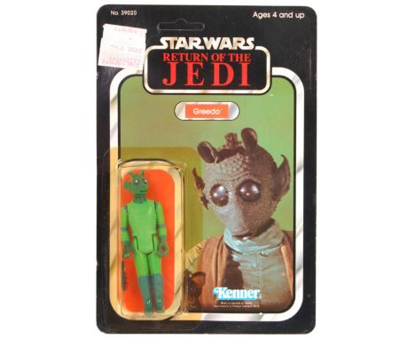 An original ex-shop stock condition vintage 1983 Kenner made Star Wars carded MOC action figure ' Greedo '. Factory sealed up