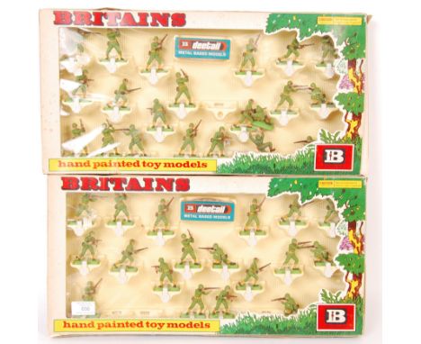 Two original vintage Britains Deetail made boxed toy model plastic &amp; metal soldier figure sets - both No. 7347 ' US Infan