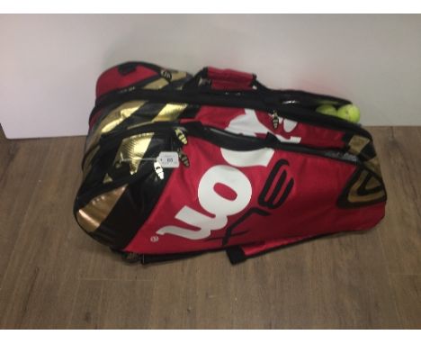 DUNLOP SPORTS BAG INCLUDING TENNIS RACQUETS & CRICKET EQUIPMENT