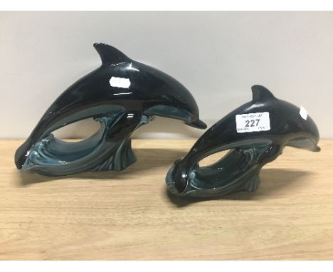 1 LARGE & 1 SMALLER POOLE POTTERY DOLPHINS