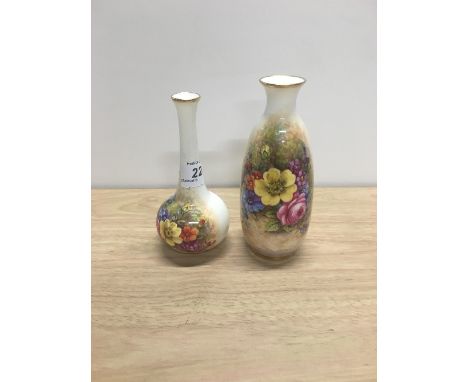 2X ROYAL WORCESTER VASES- HAND PAINTED SIGN FREEMAN