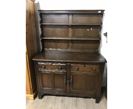 MID OAK VINTAGE ERCOL DRESSER W 125CM H162CM APPROXIMATELY