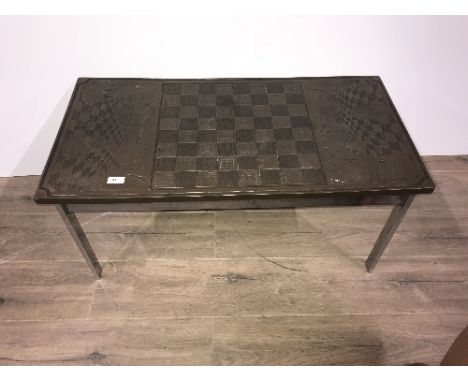 VINTAGE CHESS TABLE WITH CHROME LEGS 93 CM L