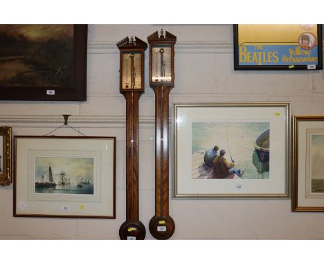 Comitti of Holborn, mahogany and boxwood strung stick barometer