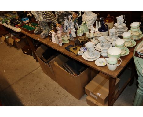 A vintage folding trestle table 