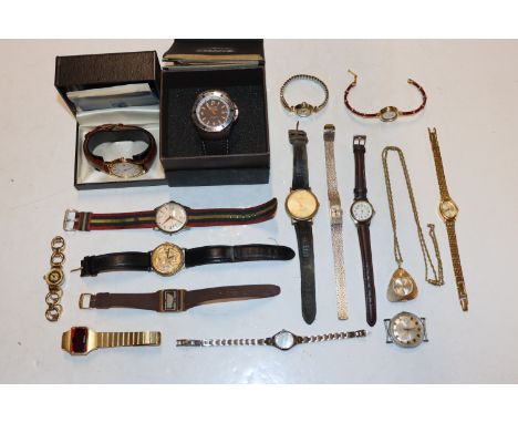 A boxed Slazenger wrist watch; a boxed Seiko wrist watch; and a box of various wrist watches to include Timex, Cinier and oth