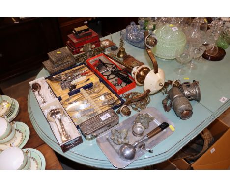 A quantity of various cutlery to include silver plated fish knives and forks, silver plated dessert forks, soup spoons, sugar