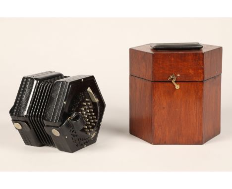 Lachenal 48 button Concerinta, Decel 'Lachenal & Co Patent Concertina Manufacturers London, numbered 49227 5-fold bellows, Eb