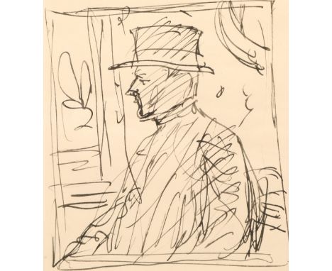 George Leslie Hunter (Scottish 1877-1931)Framed ink sketch  on paper,'Portrait of Dr Tom J Honeyman'15cm x 13cmPatronage : Pu