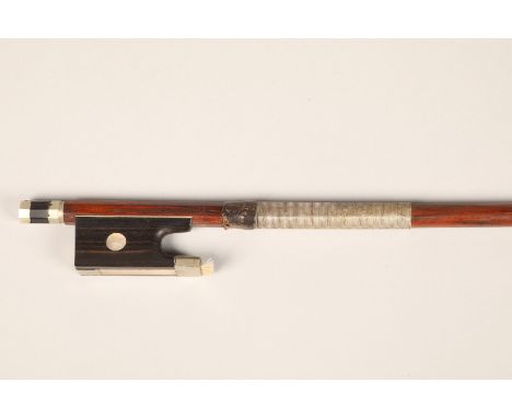 French Violin bow of the Maline School, round stick, mother of pearl eye and slide, 58 grams, no hairCondition reportrust to 