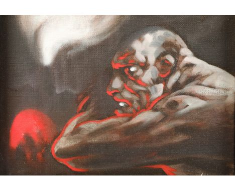 Peter Howson OBE (Scottish born 1958) ARR Framed oil on canvas 'Age of Industry' 19.5cm x 26cm label verso, Graham Mundy Fine