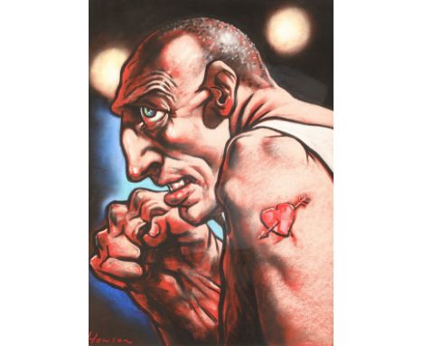 Peter Howson OBE (Scottish born 1958) ARR Framed pastel 'Love And Hate' 62cm x 46cm