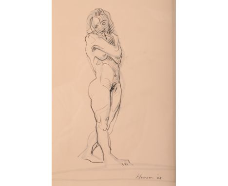 Peter Howson OBE (Scottish born 1958) ARR Framed charcoal and wash, signed lower right, dated 08 'Madonna' 29cm x 22cm