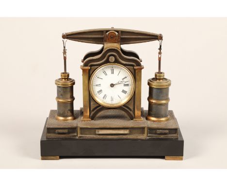 Late 19th Century French novelty timepiece in the form of a beam engine. The movement by Guilmet of Paris, the central pivote